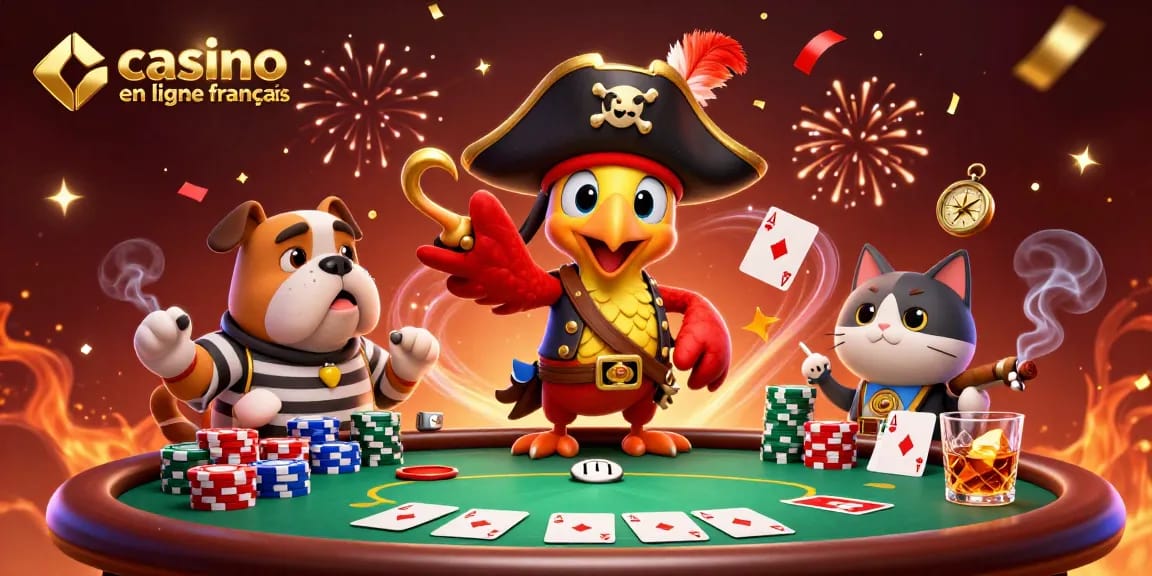 Unissez-vous aux thrillers de casino en ligne français avec un pirate, bulldog et chat!