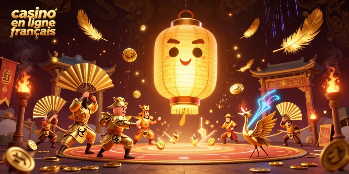 Illustration captivante du casino en ligne français avec des éléments de chance et des personnages colorés.