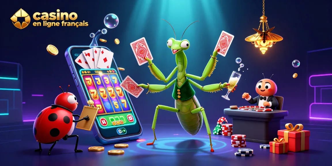Profitez de jeux dynamiques sur le meilleur casino en ligne français avec des cartes, des jetons et des effets lumineux.