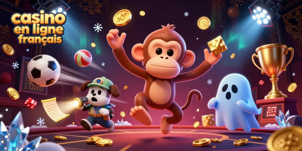 Découvrez le monde fascinant du casino en ligne francais avec cette illustration dynamique, montrant des jeux et des éléments de mise.
