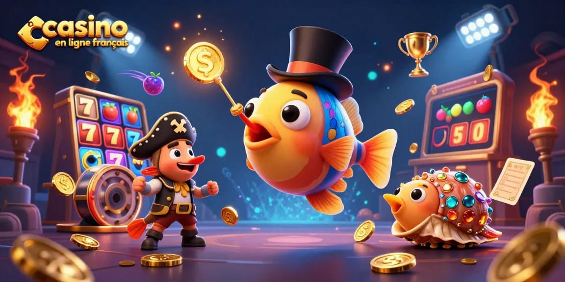 Jouez dans un casino en ligne français avec un poisson-lanterne, une crevette pirate et un escargot au trésor.