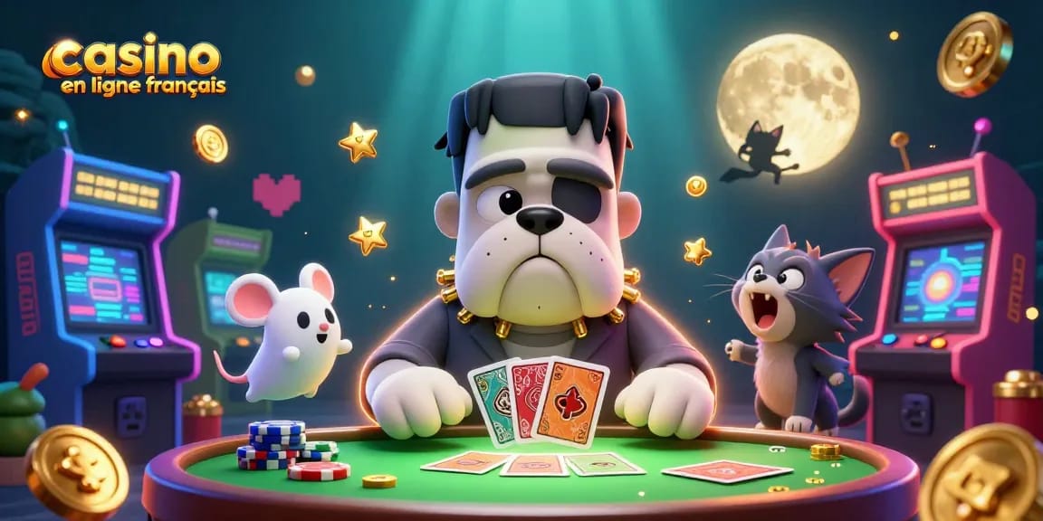 Découvrez les émotions du casino en ligne français avec des personnages animés et une table de jeu captivante.