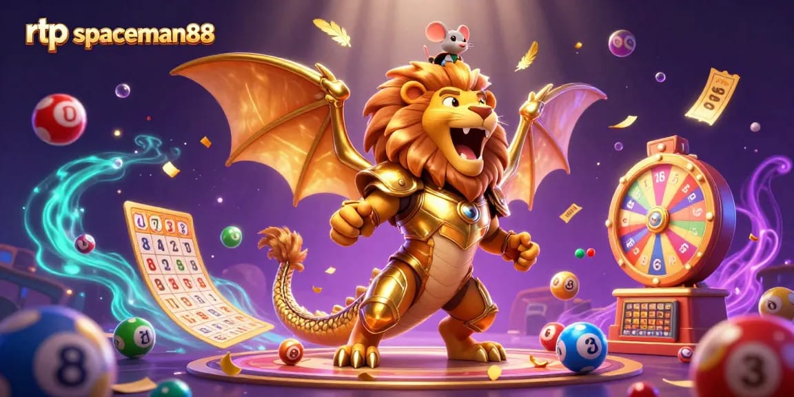 Engage with the vibrant world of rtp spaceman88 featuring a triumphant chimera and dynamic casino elements.