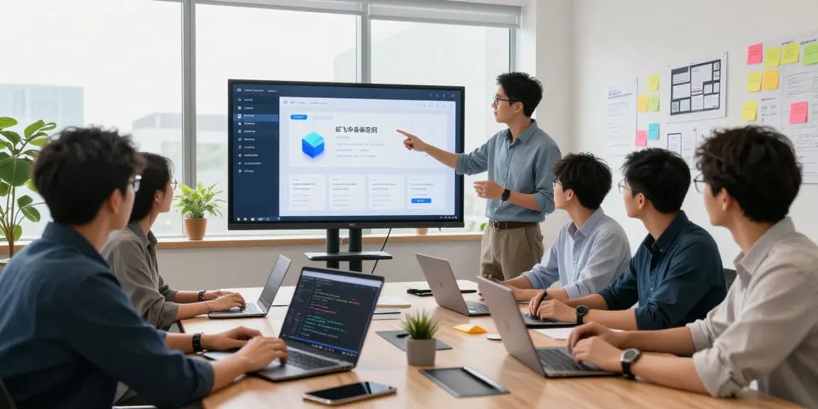 Team collaborating on the 纸飞机中文版官网 app in a modern office setting