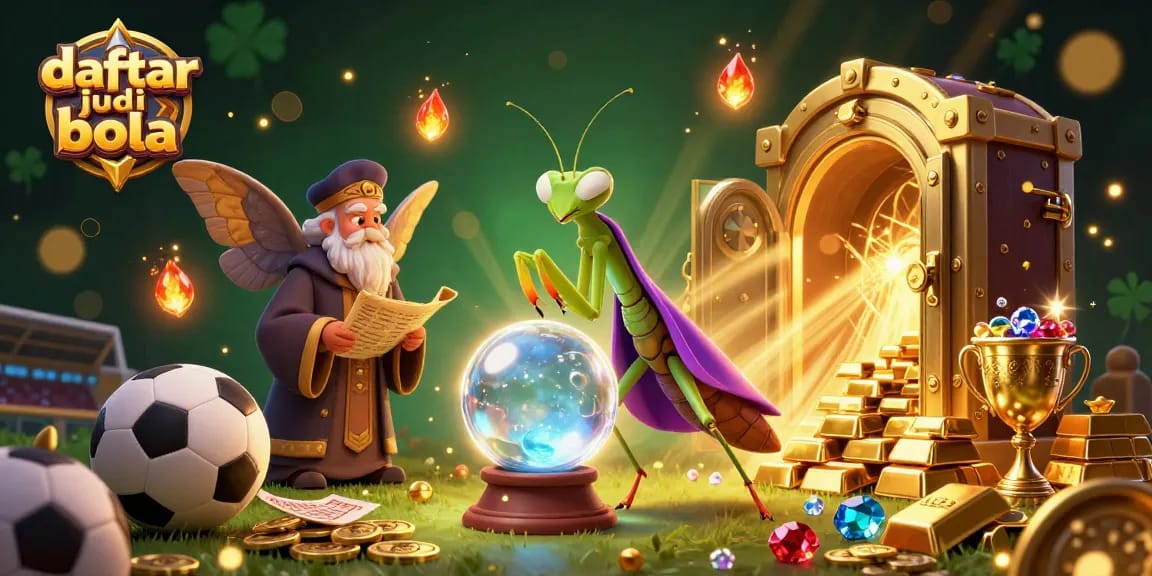 Bet on daftar judi bola with a colorful scene of fortune tellers and betting excitement.
