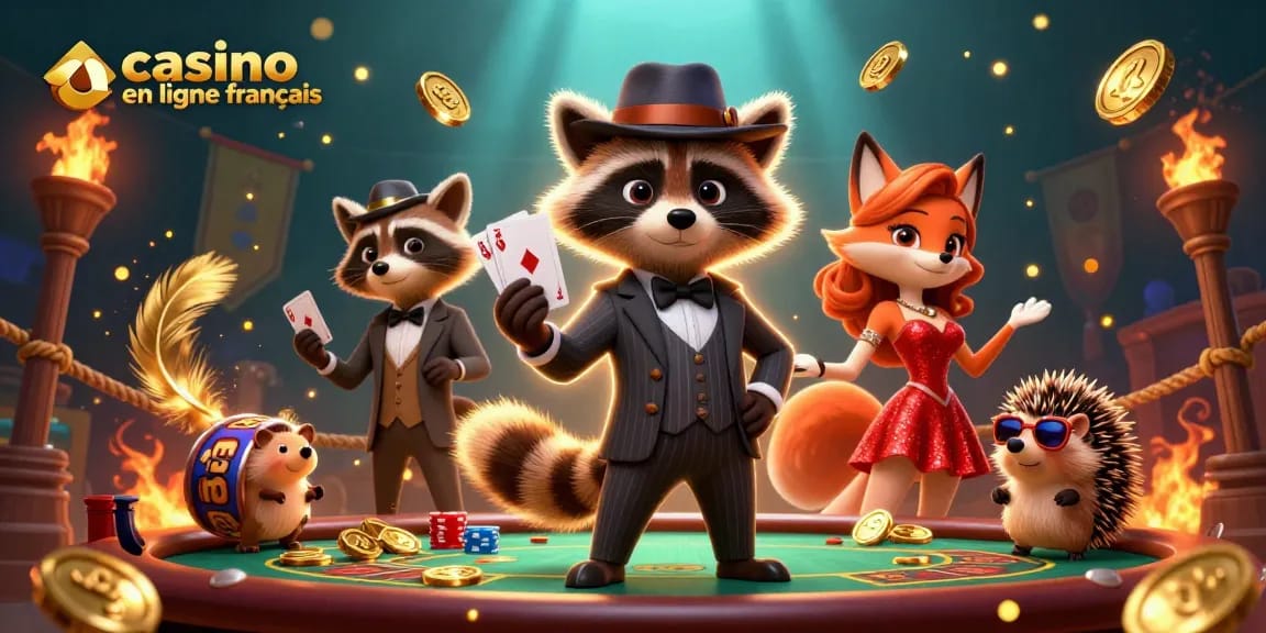 Action de jeu dans un casino en ligne français avec des cartes et jetons colorés.
