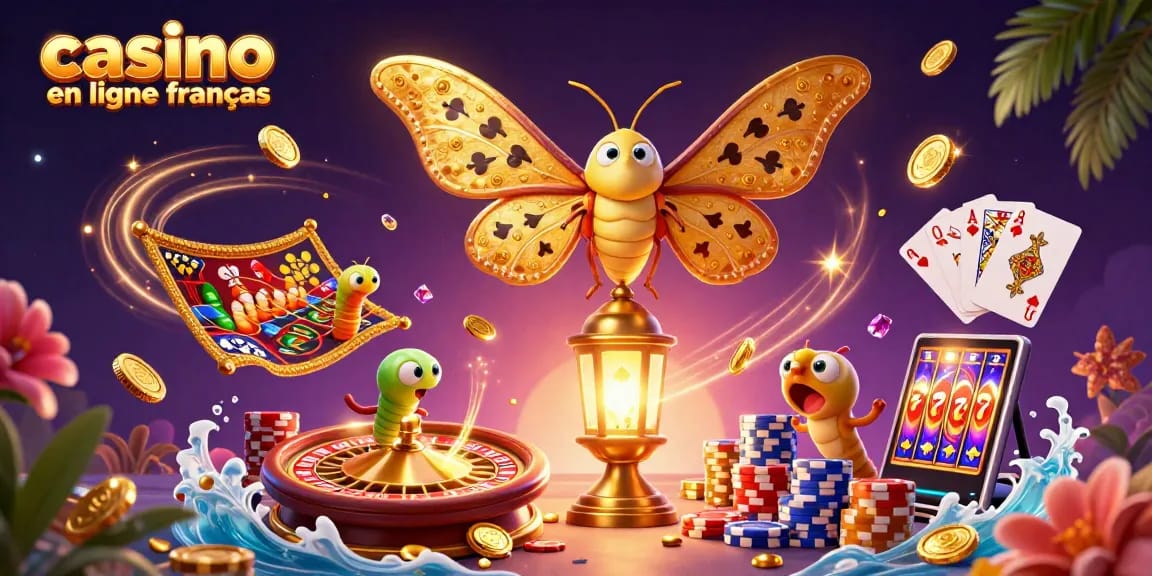 Découvrez un univers captivant de casino en ligne français, avec une illustration animée de la nuit des jeux.