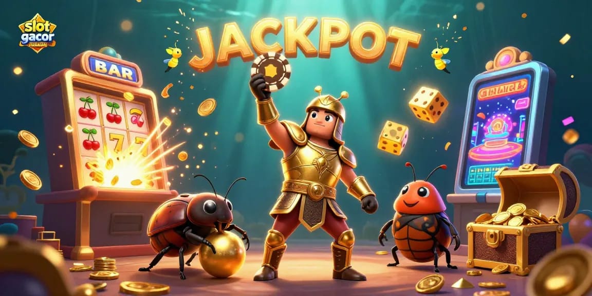 Spin the slot gacor maxwin with a winning vibe, featuring a dynamic scene and jackpot elements.