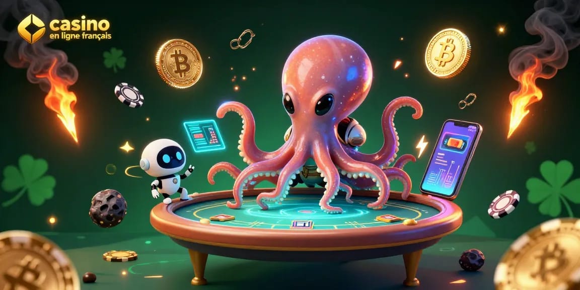 Le jeu de poker en ligne français devient vibrant avec notre pieuvre extraterrestre et ses jetons de poker.