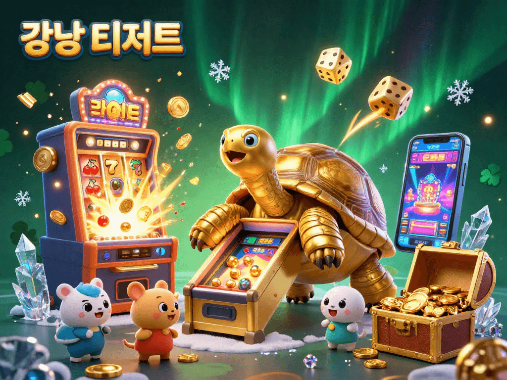 강남 디저트를 활용한 잭팟과 게임 축제를 만끽하는 3D 캐릭터들