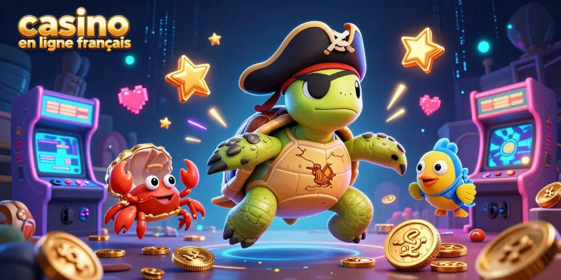 Découvrez la scène dynamique d'un casino en ligne français avec des personnages marins animés.