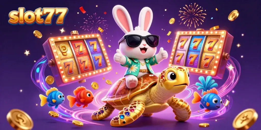 Spin vibrant slot777 reels and feel the thrill with luck as the lucky rabbit and turtle celebrate!