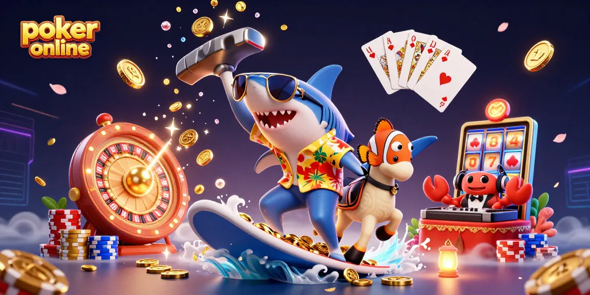 Jouez au poker en ligne avec des personnages animés, des jetons brillants et une ambiance festive.