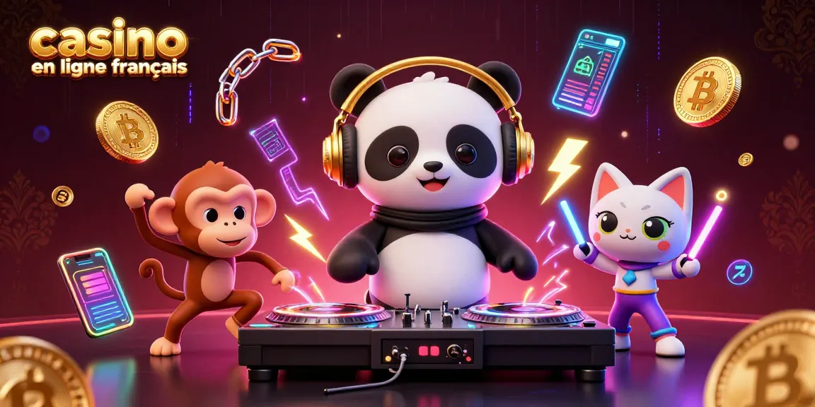 Vivez l'expérience du casino en ligne francais avec ce DJ panda aux écouteurs dorés et une ambiance vibrante.