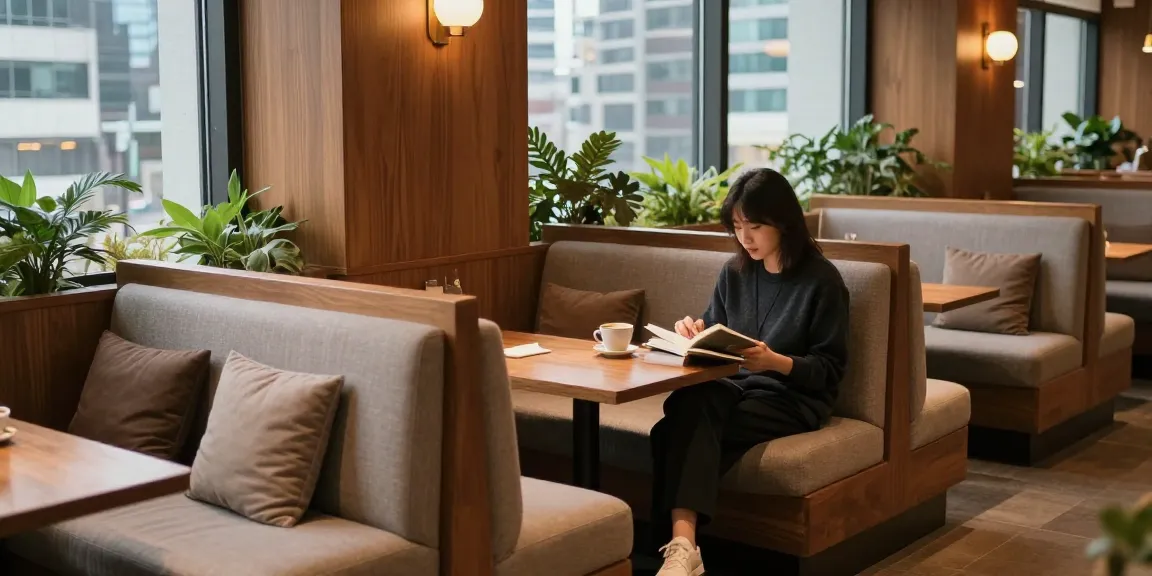 강남 멀리건에서 편안하게 여유를 즐기는 모습과 아늑한 분위기