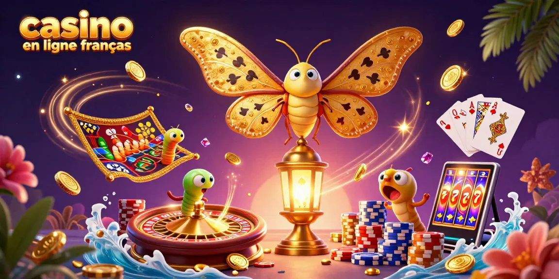 Découvrez un univers captivant de casino en ligne français, avec une illustration animée de la nuit des jeux.
