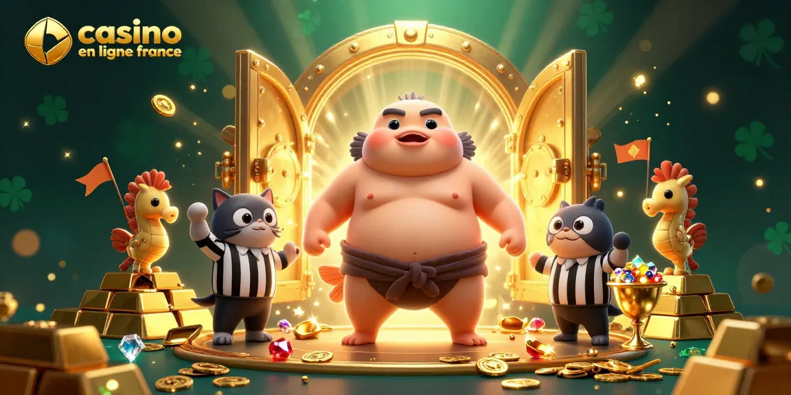 Jouer au casino en ligne France avec une illustration 3D colorée de fugu et de trésors