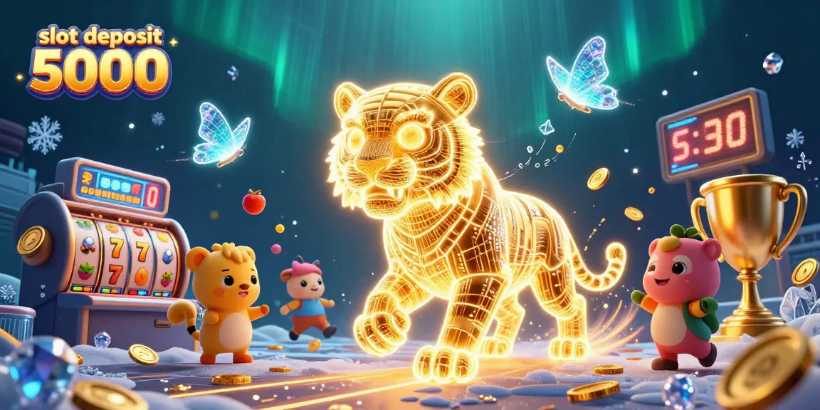 Win big with slot deposit 5000 at dynamic online casinos filled with exciting slot reels and vibrant visuals.