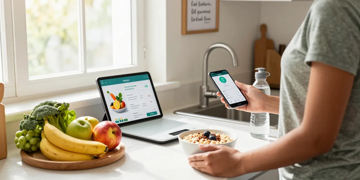 Engaging in meal prep with the best calorie tracker app in a cozy kitchen setting.