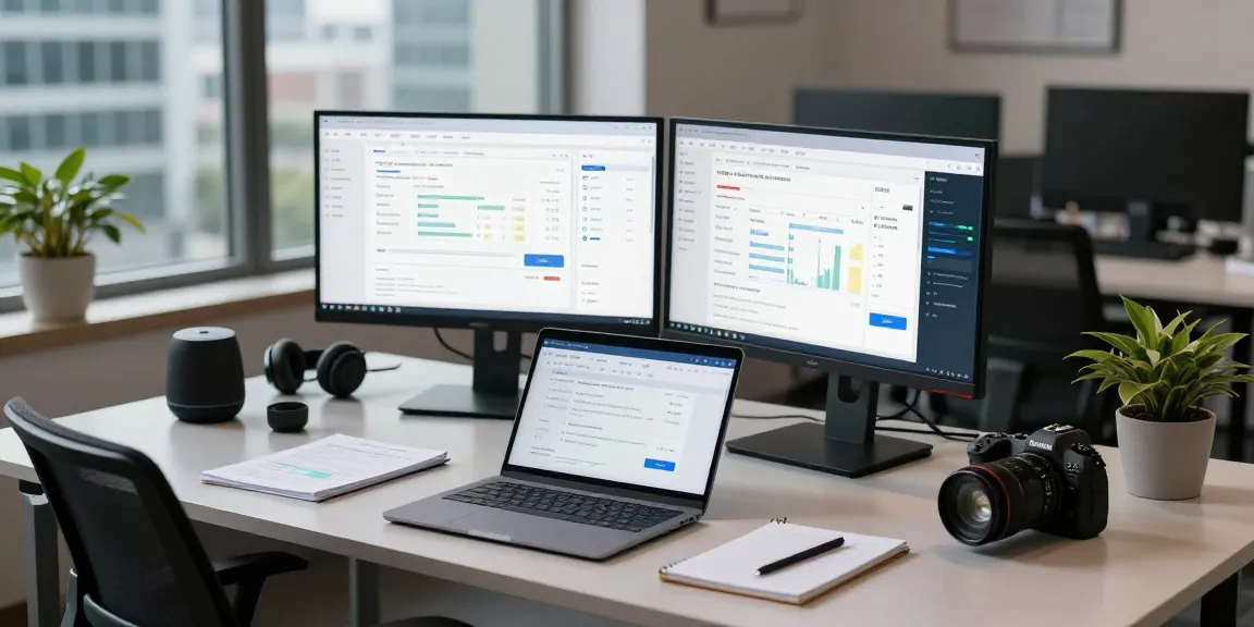Detect fraud invoice through advanced AI tools in a modern workspace, showcasing analytics dashboards and verification technology.