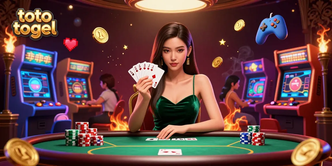 Engage in the thrilling world of toto togel with a strategic Asian woman at a luxurious poker table.