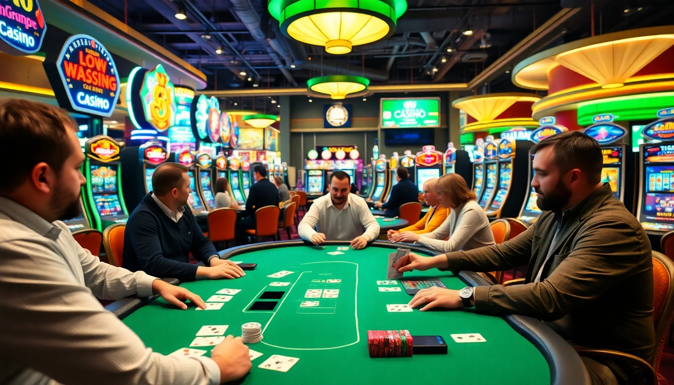 Experience the thrill of Non gamstop casino Uk with players at an animated poker table.
