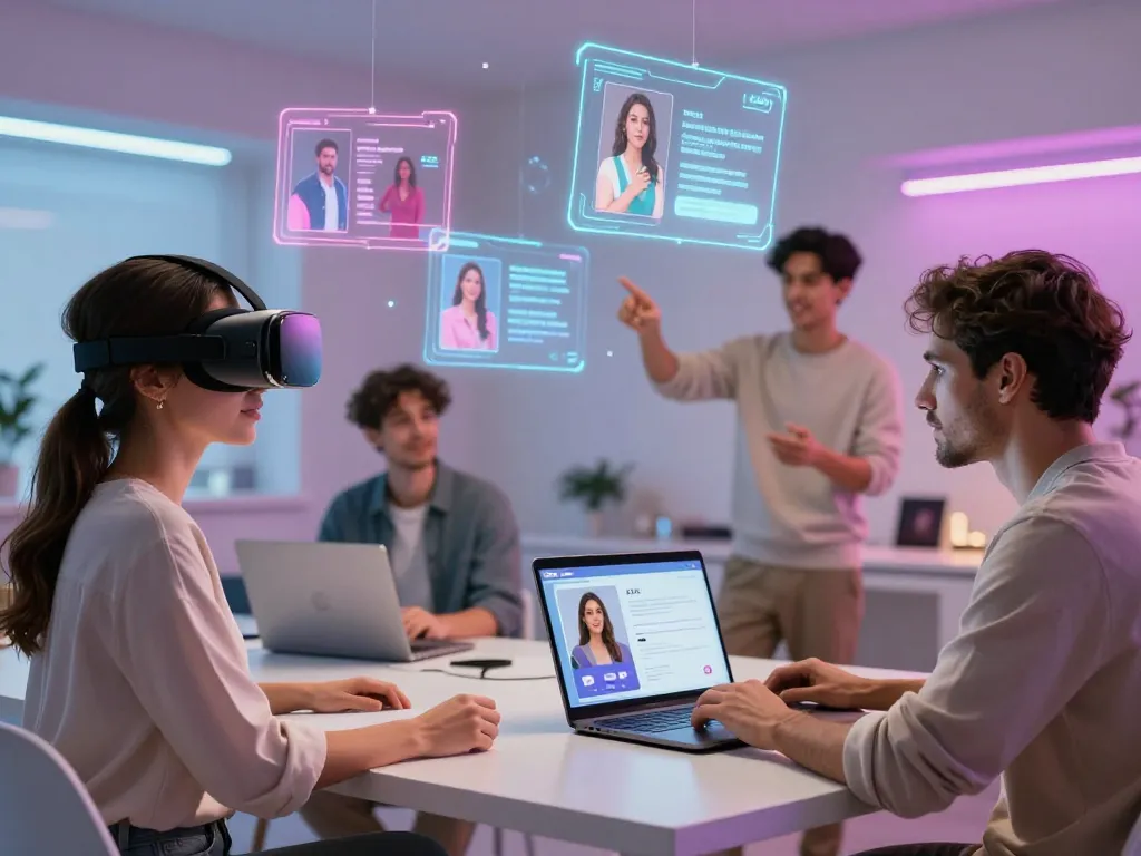 Interactive AI sex education tools in a modern workspace.
