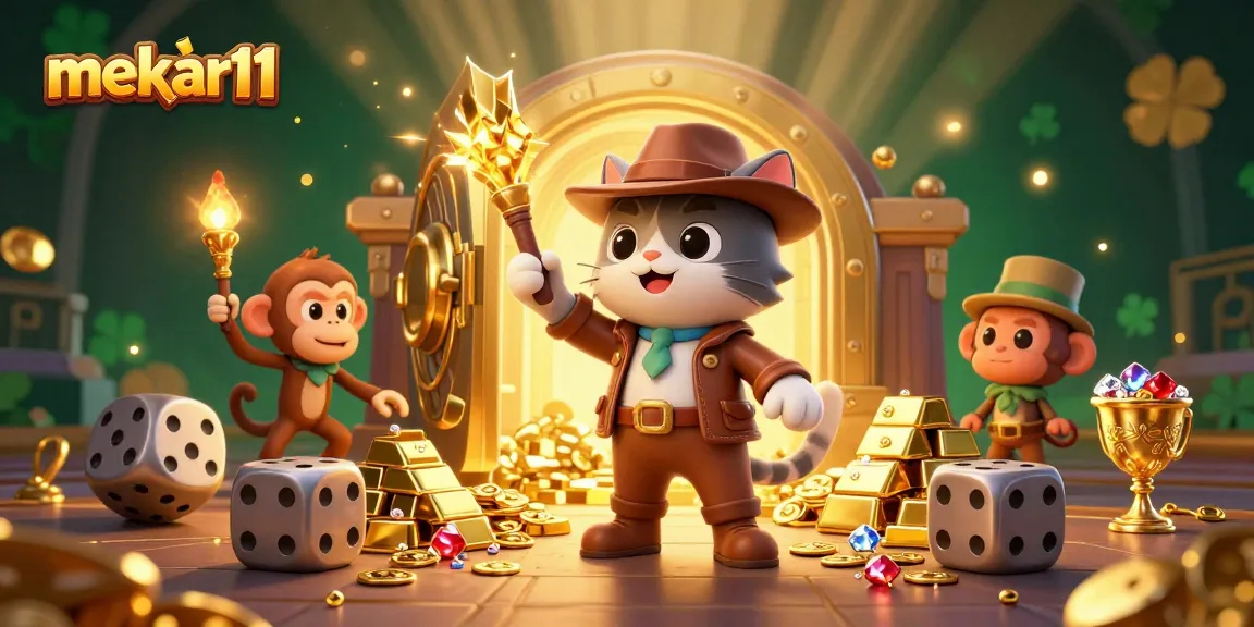 Engage players with mekar11's golden casino treasure scene filled with vibrant slot game elements.