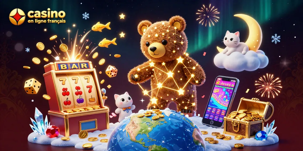 Illustration vibrante de casino en ligne français, comprenant des personnages animés et des éléments de jeu captivants