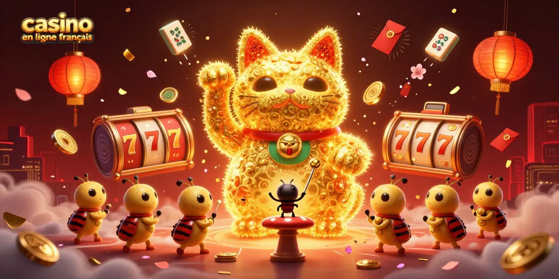 Profitez d'une expérience visuelle exaltante avec notre illustration représentant le casino en ligne français en forme de chat porte-bonheur.