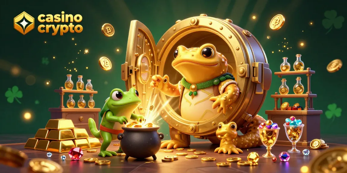 Jouez dans un casino crypto avec un alchimiste et des pièces en or brillantes.