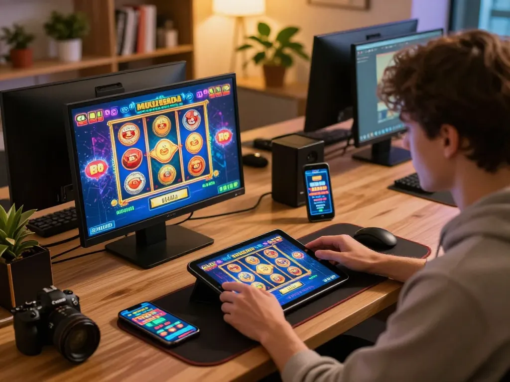 Engaging with slots on an app while đăng nhập 88aa with a cozy home gaming setup.