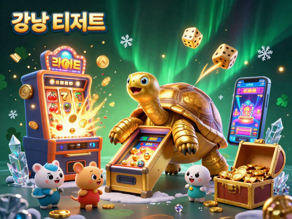 강남 디저트를 활용한 잭팟과 게임 축제를 만끽하는 3D 캐릭터들