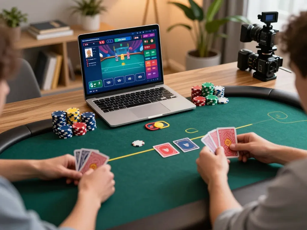 uu88 players engaging in a thrilling online poker game during a cozy home session