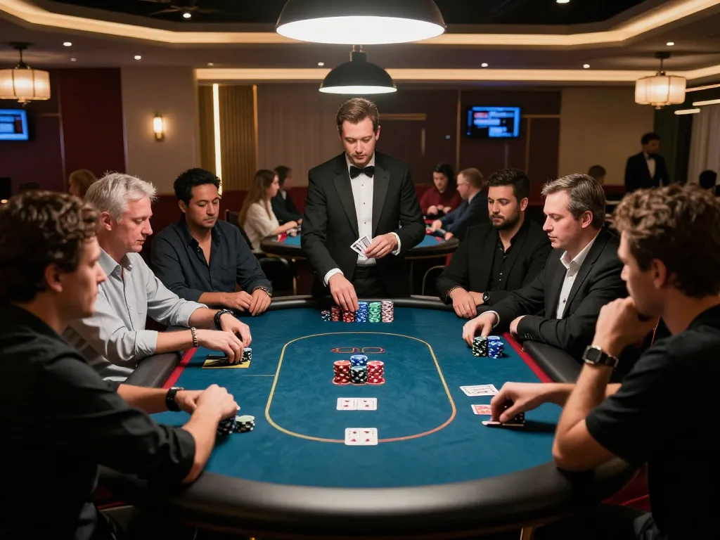 Players enjoy thrilling poker action at 23win casino with vibrant atmosphere and exciting gameplay.