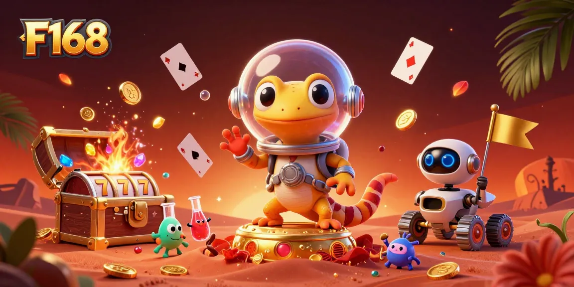 Experience F168's thrilling gaming adventure in a vibrant, 3D alien casino.