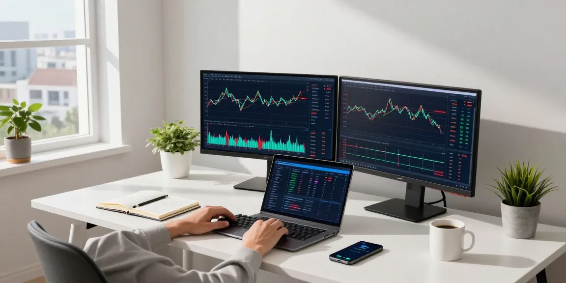 Safe cloud mining service with cryptocurrency trading setup and digital wallet on monitors.