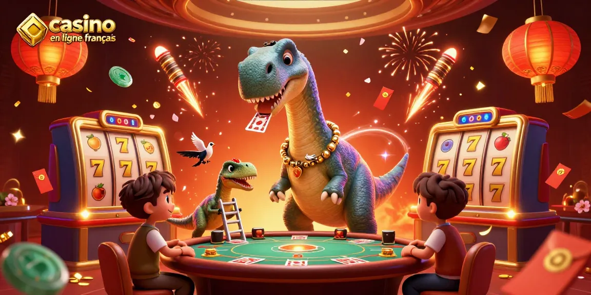 Profitez du jeu à casino en ligne français avec un brontosaurus géant et un croupier raptor dynamique.