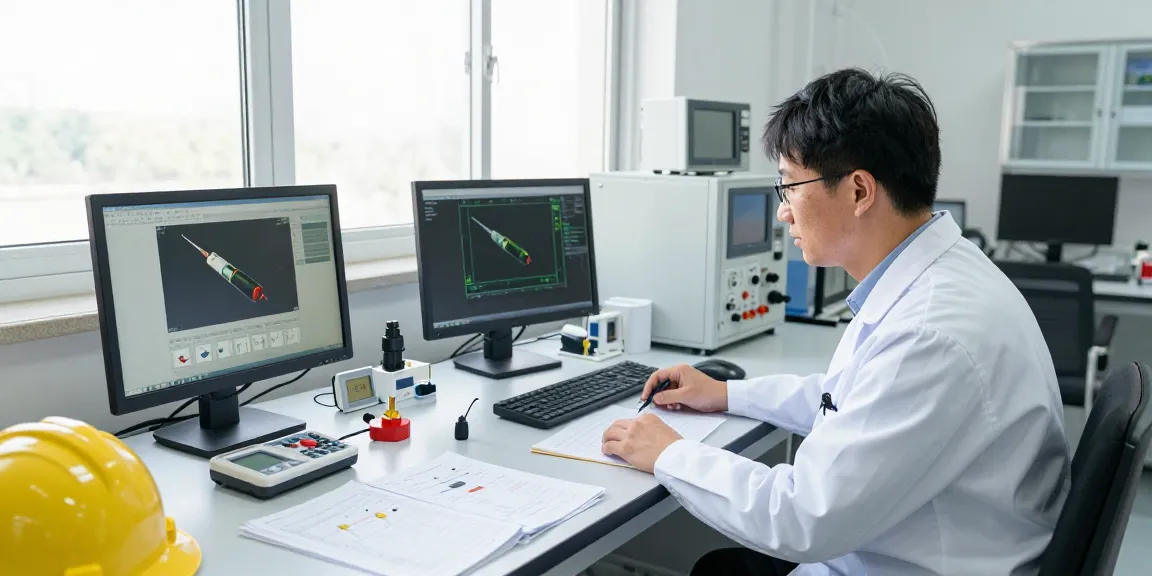 Expert analyzing geophone technology in a professional engineering lab.