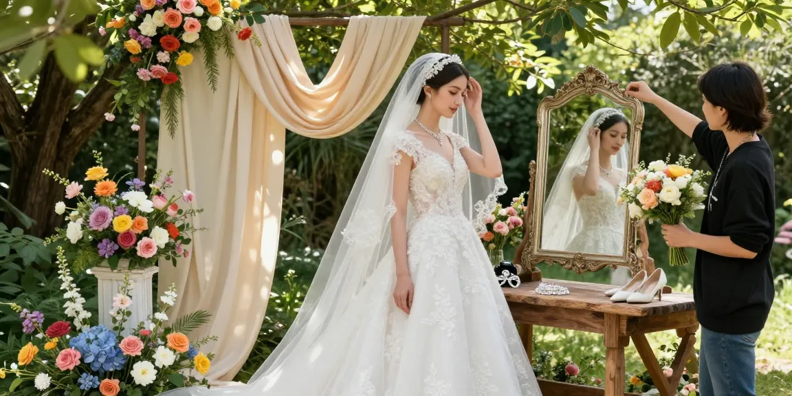 Consulenza di bridal styling con sposa in abito elegante, accessori e atmosfera da sogno.