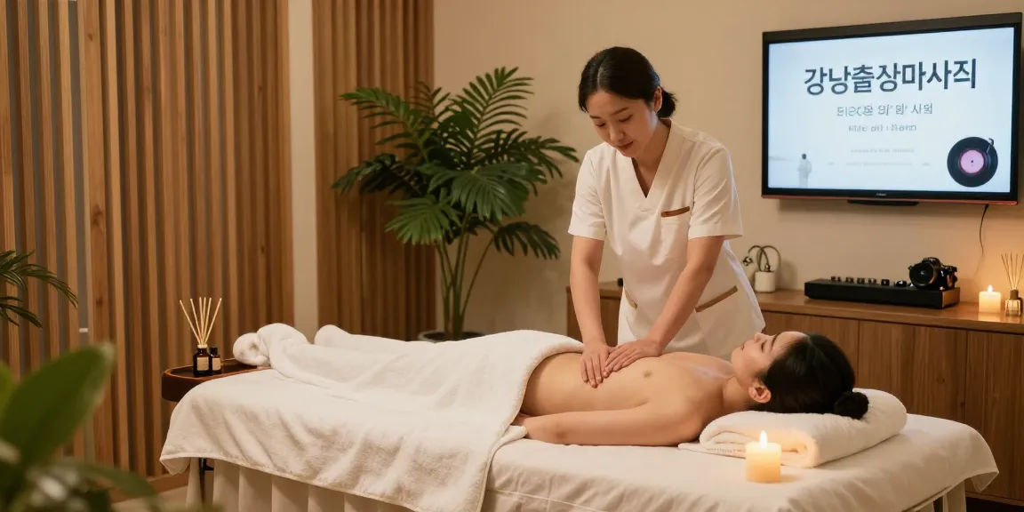 Customer enjoying a 강남출장마사지 in a tranquil spa environment with soothing decor and essential oils.