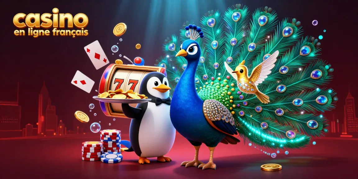 Gagner au casino en ligne français avec des symboles de chance et des personnages animés colorés.