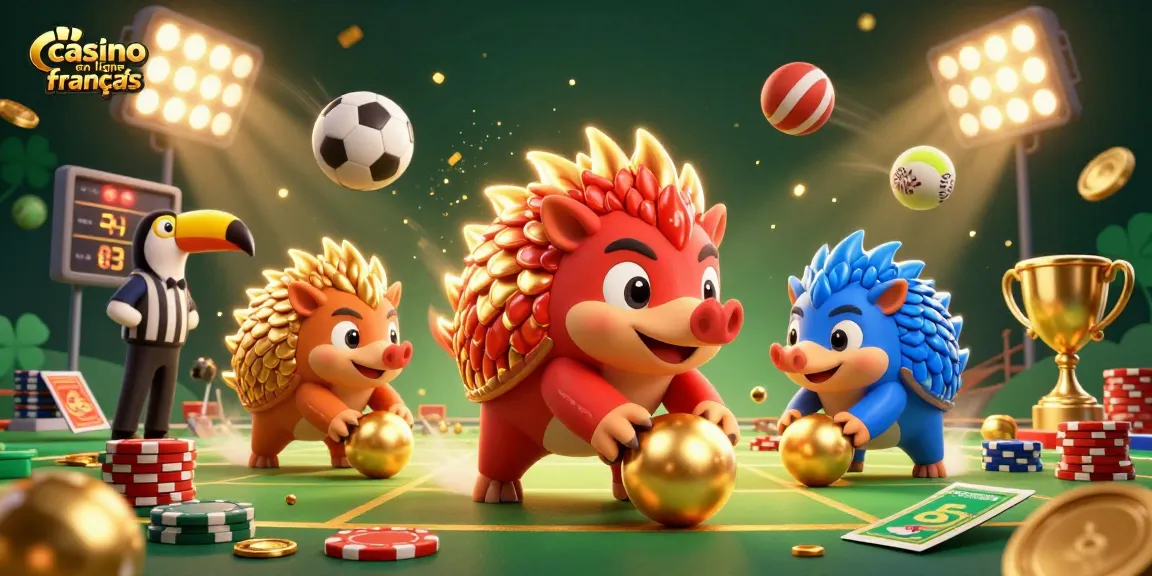 Des pangolins en compétition dans le casino en ligne français, entourés de jeux captivants.