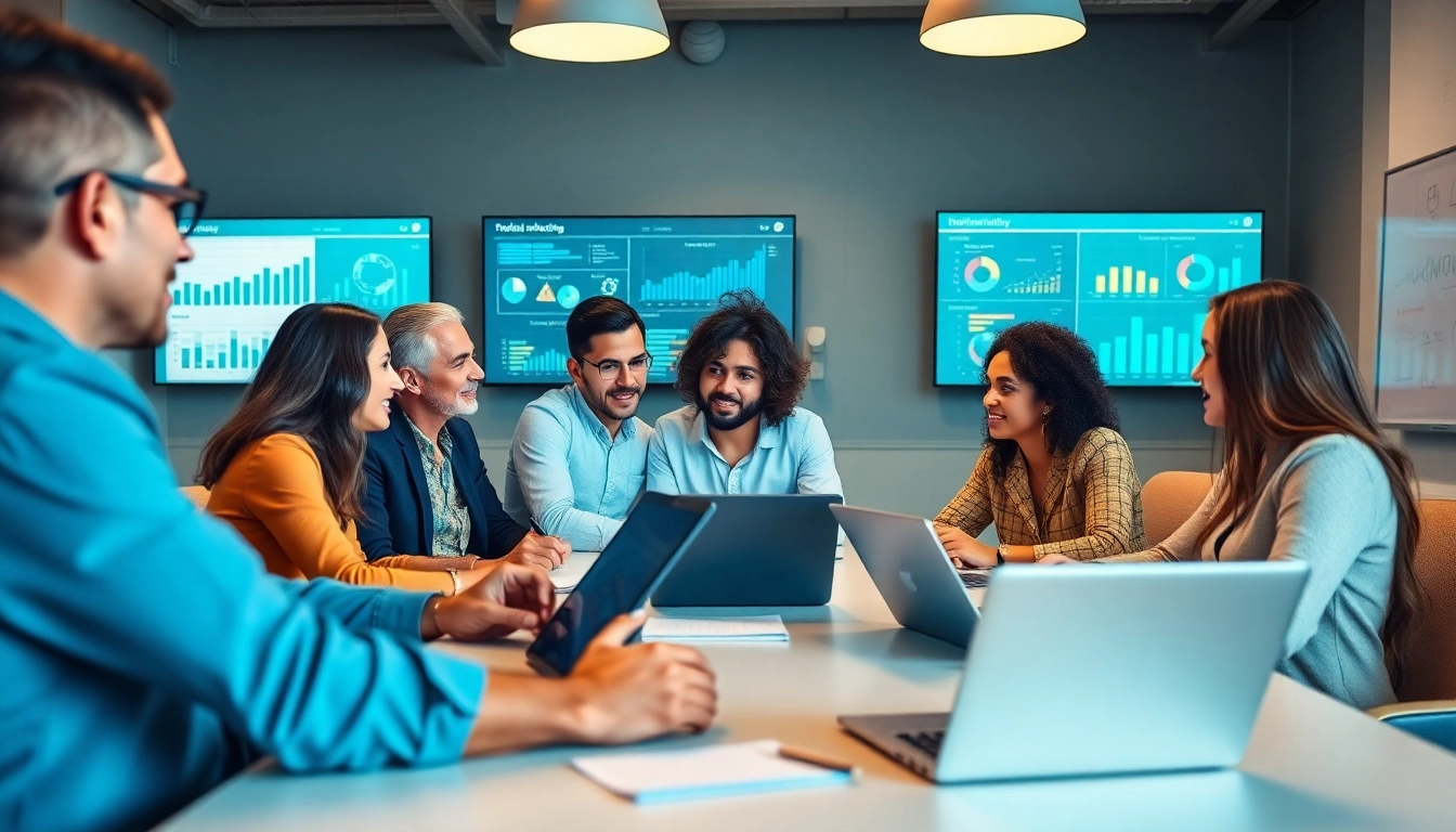 Optimierung der Marketingstrategie auf https://alvionz.de/ mit dynamischem Team in einem modernen Büro.