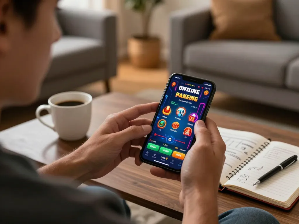 Tai app 8xx on smartphone in a cozy home setting while gaming for high rewards.