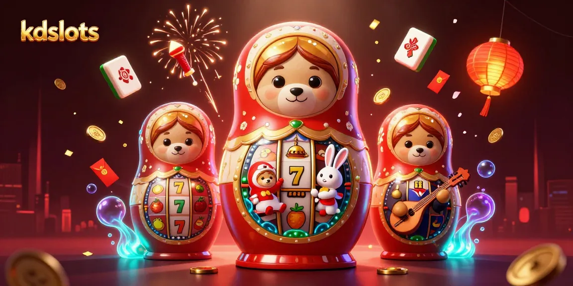 Engage in thrilling slots at kdslots with festive casino imagery and dynamic characters.