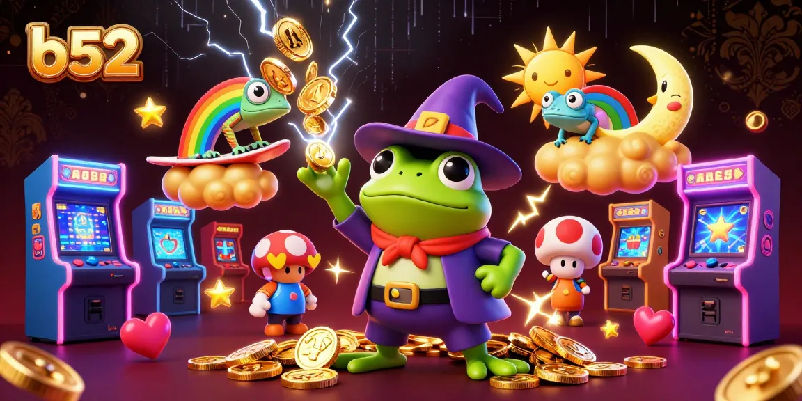 Experience the thrilling b52 gaming adventure with vibrant characters diving into a storm of golden coins.