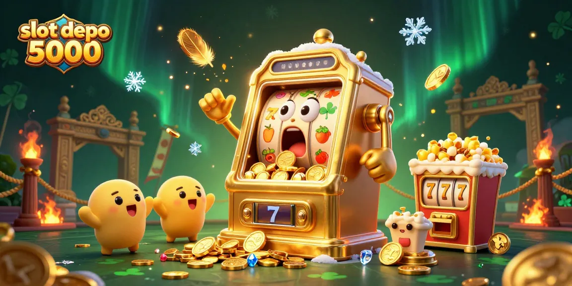 Experience exhilarating wins with slot depo 5000 as a golden slot machine hits the jackpot.