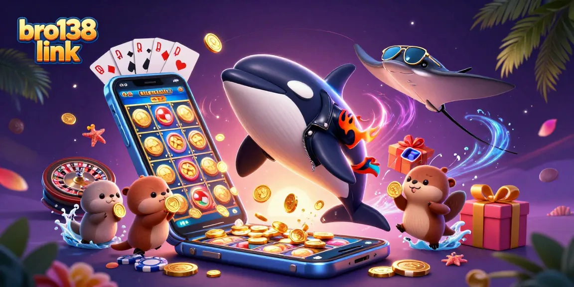 Experience exciting gameplay with bro138 link featuring animated sea animals and casino elements.