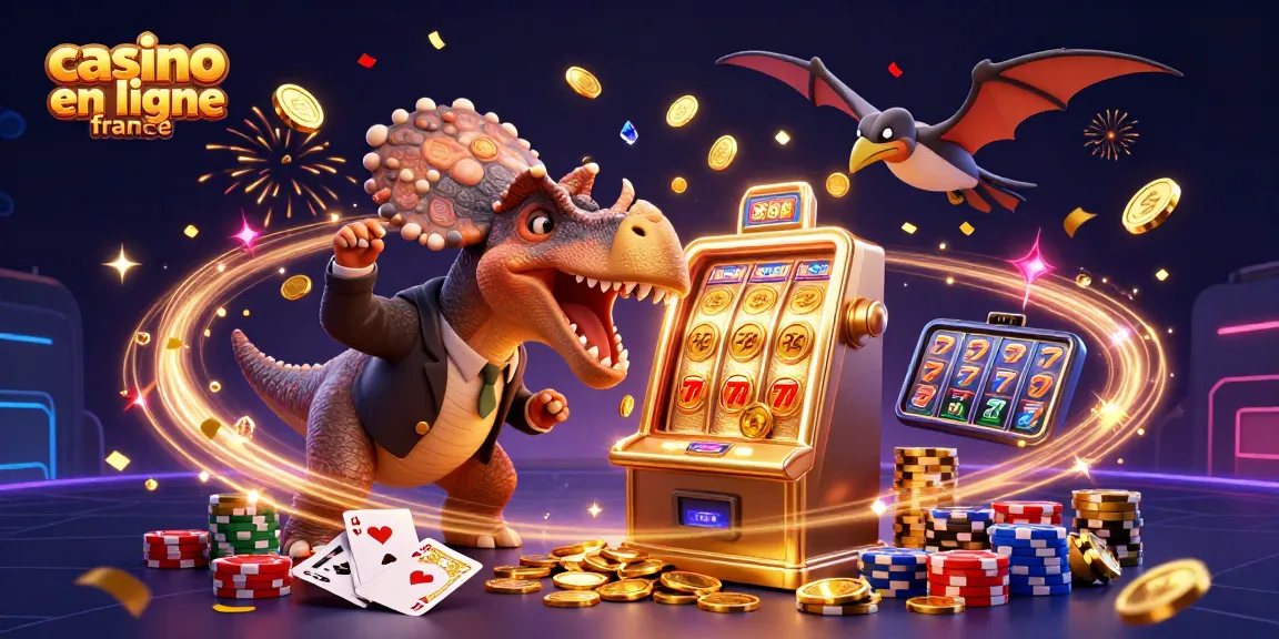 Casino en ligne France: Illustration dynamique avec des personnages de casino en 3D et jackpot.